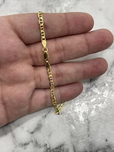 14K Gold Plated Vermeil over 925 Sterling Silver Mariner Chain Anklet 3.5mm - Picture 1 of 4