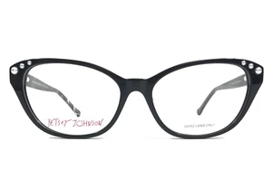 Betsey Johnson Eyeglasses Frames Romance BLK Black Cat Eye Full Rim 52-15-135 - Picture 1 of 14