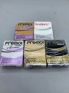 Lot of 5 PREMO SCULPEY Polymer Clay Colors 2oz Packs New Sealed - Picture 1 of 11
