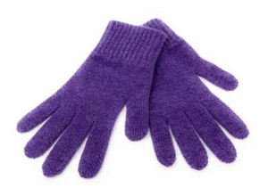 Pure Lambswool Gloves - Womens Short Cuff - Purple - Made in Scotland UK - Picture 1 of 1