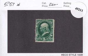 U.S Sc #O57, 1c Franklin, Dept. of State, Mint-Hinged, Cat. $260 (49211) - Picture 1 of 1