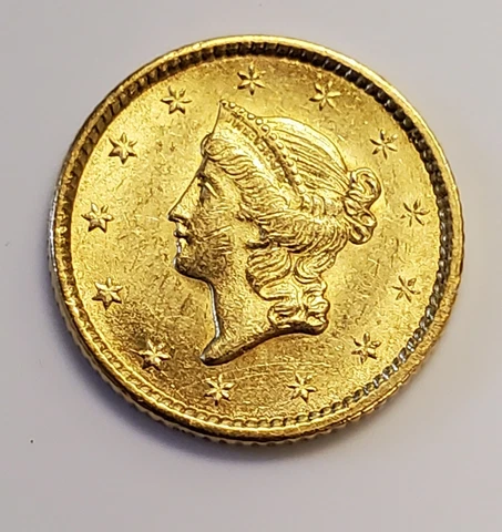 1851 $1 Liberty Head Gold Coin Type 1 in AU/BU Condition Cover
