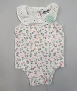 Nicole Miller Baby Girls One Piece Floral Sleeveless Crochet Accent 12M - Picture 1 of 9