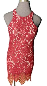 Women`s Express red floral dress blouse SZ L _ 6584 - Picture 1 of 7