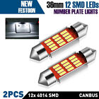 2x 12 SMD LED 36mm C5W 239 272 Festoon White Number Plate Light Bulbs Error Free