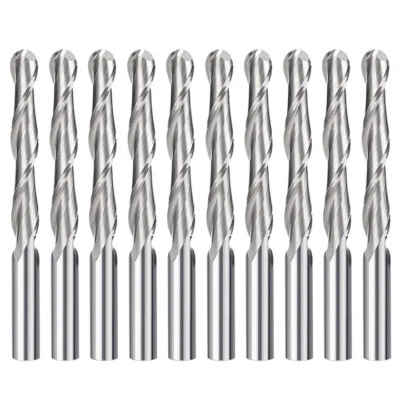 XCAN 10 Stück VHM Radiusfräser 2 Zähne Ø1-3.175mm CNC Kugelnasenfräser 3.175mm Schaft