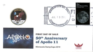 2019 FDC U.S. Apollo 11 50th Anniv. Stamp Scott 5400 FDOI Minneapolis 19 July - Picture 1 of 1