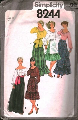 8244 Simplicity Vintage SEWING Pattern Misses 1970s Blouse Skirt Apron Sash 12 - Image 1 of 2