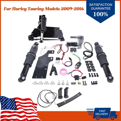 Kit Air Ride con soporte central eléctrico para motocicleta para Harley Road King 09-16 Foto 1 de 4