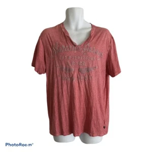 Guess Jeans Los Angeles Since 1981 Mens Size L Pink V-Neck  T-Shirt  Y2K - Picture 1 of 11