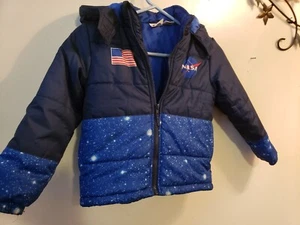 NASA Space Polyester Front Zip Hooded Jacket Size 6 - Picture 1 of 4