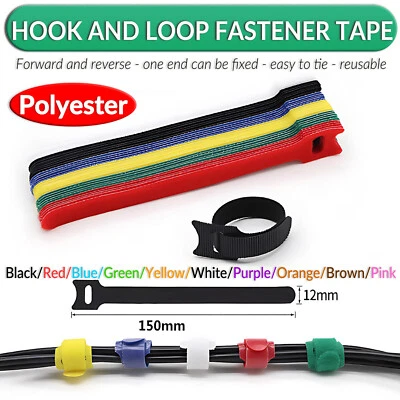Hook and Loop Cable Ties - Tidy Strap Adjustable Releasable Reusable Wire Colour - Image 1 of 4