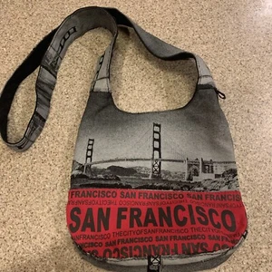 Robin Ruth City of San Francisco Cross Body Canvas Hobo Bag Purse NWOT 9"x8" - Picture 1 of 6