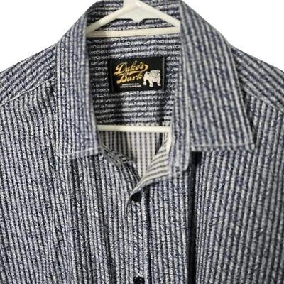 Camisa de manga corta a rayas azul corteza de Duke's talla XL mezcla de algodón con botones Foto 1 de 4