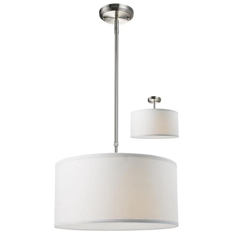 Z-Lite Albion 3 Light Pendant in White / Brushed Nickel