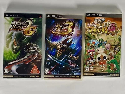 Lot3 PSP Monster Hunter Portable 2nd G , 3rd & Airou Village Poka Poka Diary  G - Image 1 of 4