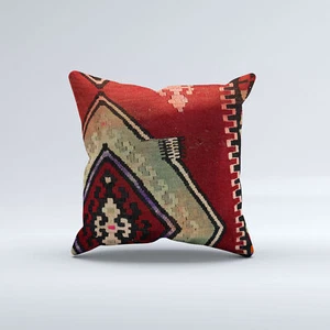 Vintage Turkish Kilim Cushion Cover 60x60 cm Square Wool Kelim Pillowcase 66415 - Picture 1 of 4