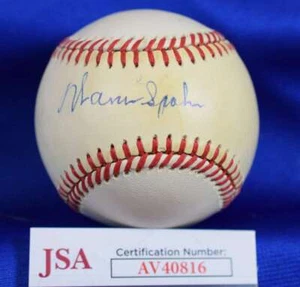 Warren Spahn JSA COA Autograph National League Feeney Signed Baseball - Picture 1 of 2