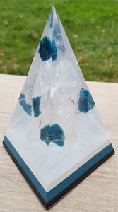 Orgon Orgonit Pyramide nubisch Bergkristall u. blauer Apatit 5G Emf Schutz - Bild 1 von 11