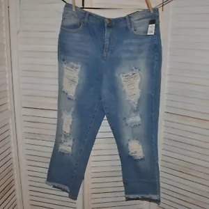 Jeans donna Mossimo invecchiati mamma vita alta taglia 18/34/R elasticizzati blu med nuovi con etichette - Foto 1 di 11