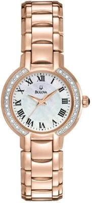 Bulova 98R156 20 Diamonds Rose Gold Tone White MOP Dial Womens Dress Watch - Image 1 of 3