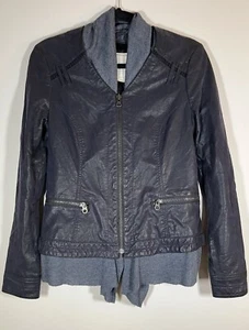 Hei Hei Anthropologie faux leather sweater moto jacket sz S black gray biker - Picture 1 of 8