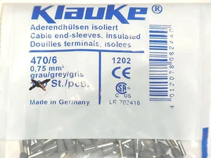 Aderendhülsen grau 0,75mm² x 6mm Adernhülsen Isoliert - Bild 1 von 5