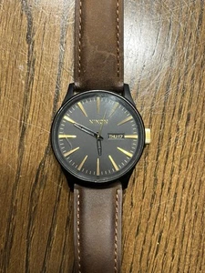 NIXON THE SENTRY Matte Black & Gold Dial Day/Date St. Steel Watch NO BATTERY!! - Picture 1 of 5