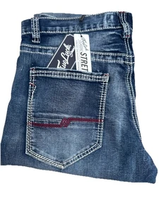 True Luck Men Classic Stretch Straight Jeans 34x32 - Picture 1 of 3