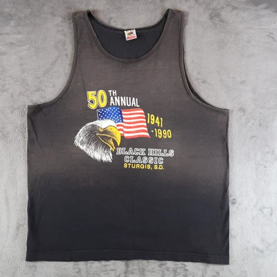 Vintage 90s Men's Sturgis Eagle XL Tank Top Shirt Black Hills 1990 - Image 1 of 4