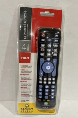 RCA Universal Remote Control RCRN04GR Black Backlit Keypad Streaming Audio NIP - Image 1 of 4