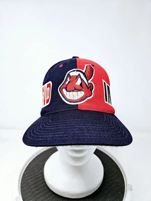 VINTAGE Cleveland Indians American Needle Blockhead Wool Snapback Hat MLB 90s - Image 1 of 4