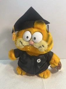 Vintage Garfield Graduation Plush Cat 80s Dakin 8" Stuffed Animal Cap & Gown D56 - Picture 1 of 8