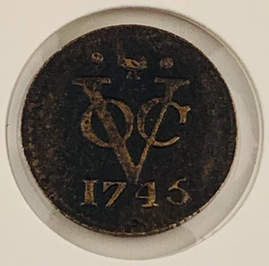 1745 Niederländische Niederlande Kolonial VOC Duit Westfriesland New York Penny Münze Löwe - Bild 1 von 4