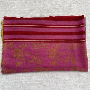 Anthropologie Anupamaa Women's Pink 100% Wool Floral Striped Scarf One Size - Picture 1 of 6