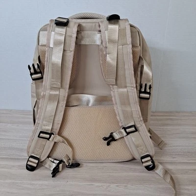 Backpack Beige Travel Multiple Compartments Padded USB Back to School College - Image 1 of 4