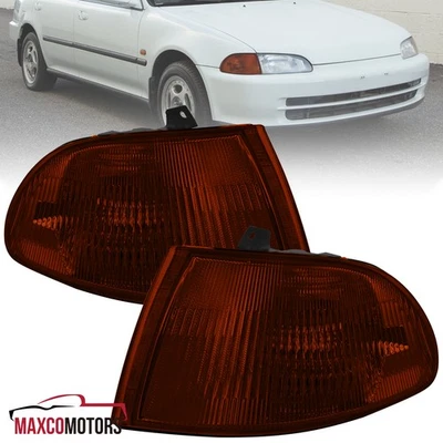 Smoke Amber Corner Lights Fits 1992-1995 Honda Civic EG 4Dr Sedan Signal 92-95 - Image 1 of 4