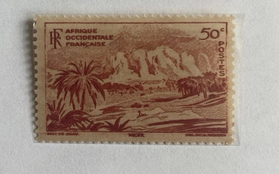 1947 French Occidental West Africa mint stamps 50c Niger landscape MH #SG37 - Image 1 of 1