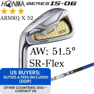 Left-handed HONMA BERES IS-06 3-Star Wedge AW 51.5° SR-Flex ARMRQ X 52 Graphite - Picture 1 of 7