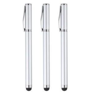 3pcs Ballpoint Pen with Stylus Tip 2 in 1 Rubber Stylus Pens, Silver - Zdjęcie 1 z 8