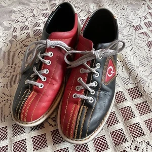 Qubica AMF schwarz rot weiß Leder Bowlingschuhe Herren Größe 6,5 Damengröße 8 - Bild 1 von 12
