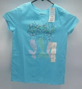 Cat & Jack Girls' Mermaid Short Sleeve T-Shirt-Turquoise,Small (6/6X)            - Picture 1 of 7