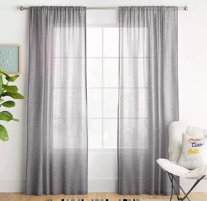 Room Essentials Gray Light Filtering 2 Window Curtain Panel Set 42" x 84" Each - Picture 1 of 3