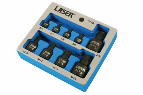 Laser Tools Spline Socket Bit Set 1/4-3/8-1/2 Low Profile Black Finish  6725 - Image 1 of 1