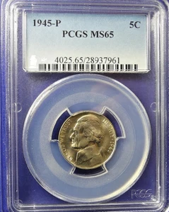 1945-P 5C Jefferson Nickel-PCGS 4025 Grade MS65--171-3 - Bild 1 von 3