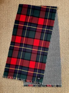Red Green Tartan Plaid Black White Gingham Doubled sided Wool Cashmere Scarf - Picture 1 of 9