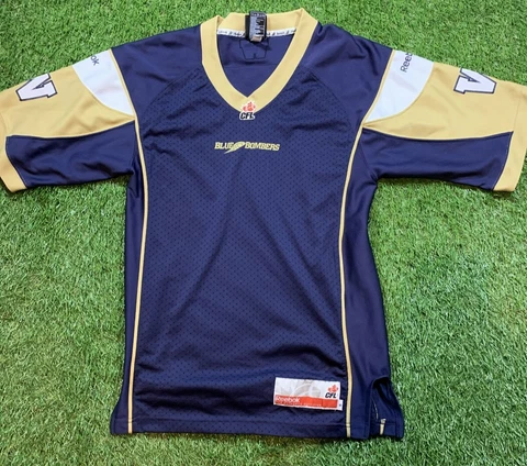 Reebok Winnipeg Blue Bombers Mens Small Blank CFL Football Jersey Sewn Cover