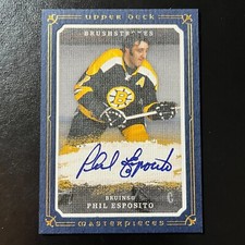 2008-09 Upper Deck Masterpieces Brushstrokes Blue Auto #MB-PE Phil Esposito /25