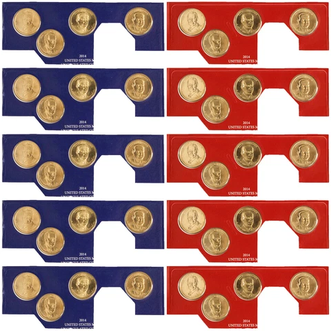 2014 P D Presidential Dollar 5 Sets In Mint Cello BU 40 US Coin Lot Cover