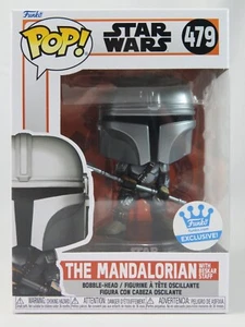 Star Wars Funko Pop - The Mandalorian with Beskar Staff -No. 479 -Free Protector - Picture 1 of 17